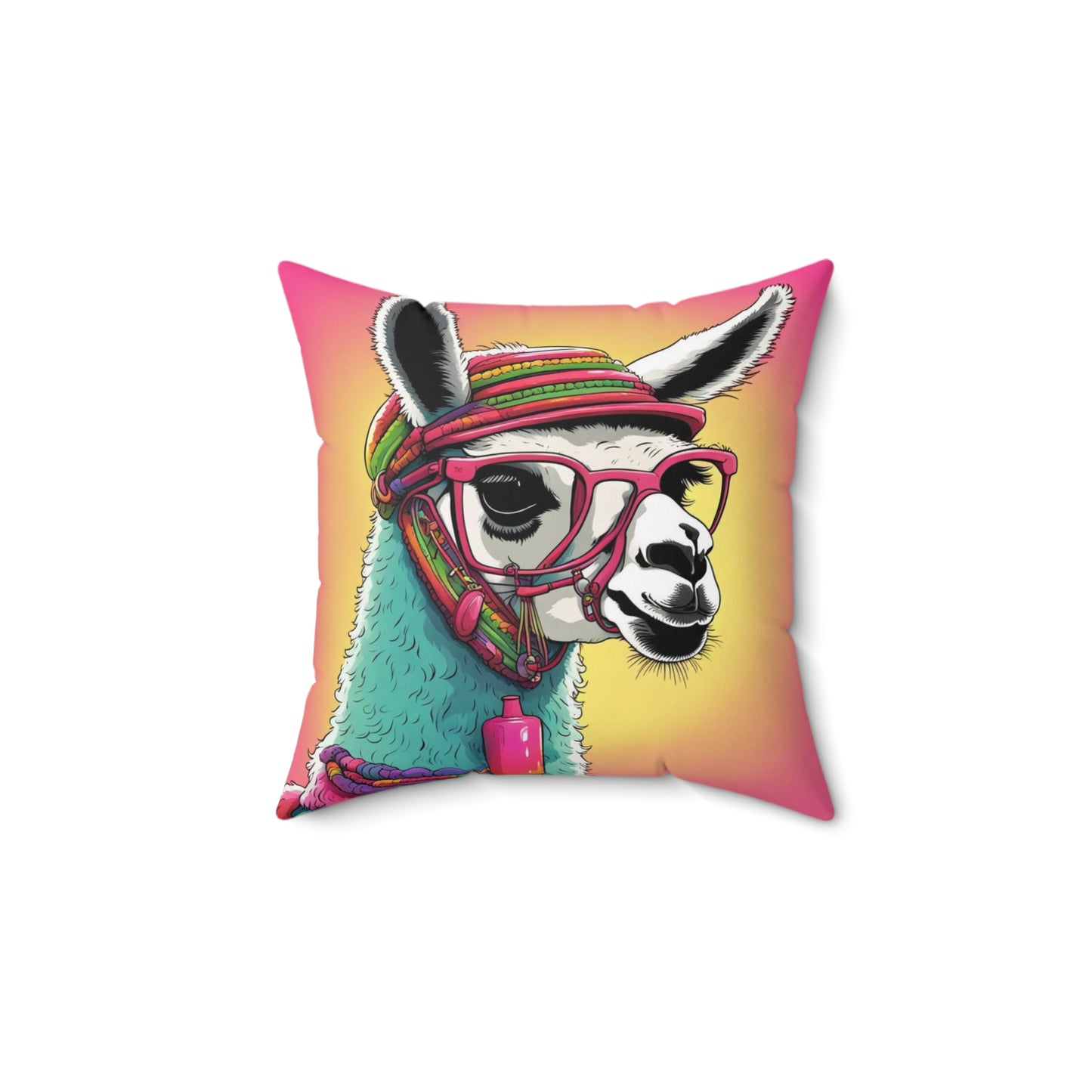 "Hipster Llama" Spun Polyester Square Pillow